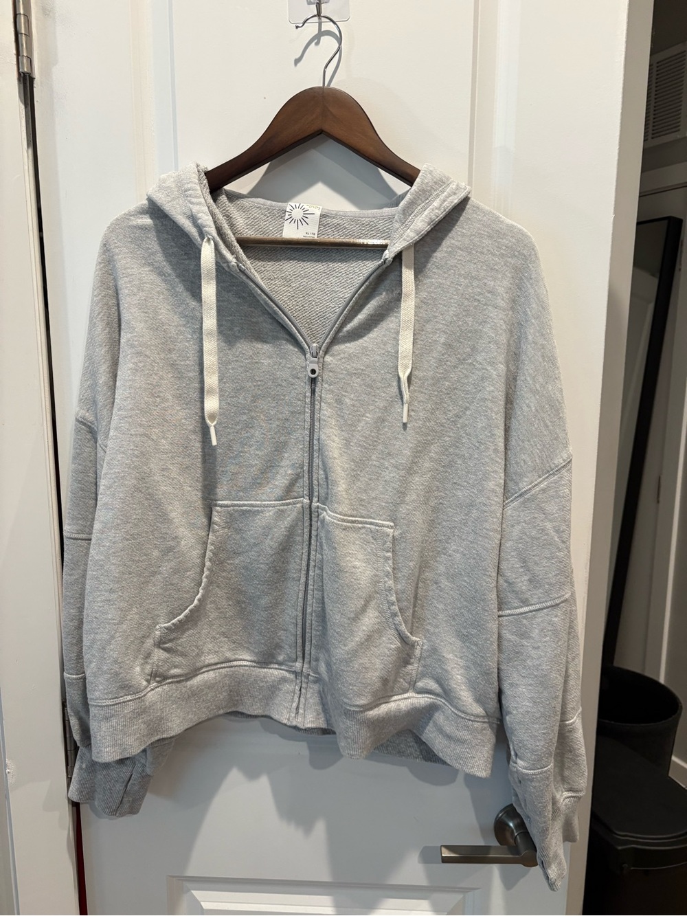 aerie Light Gray Zip-Up Hoodie Sweatshirt